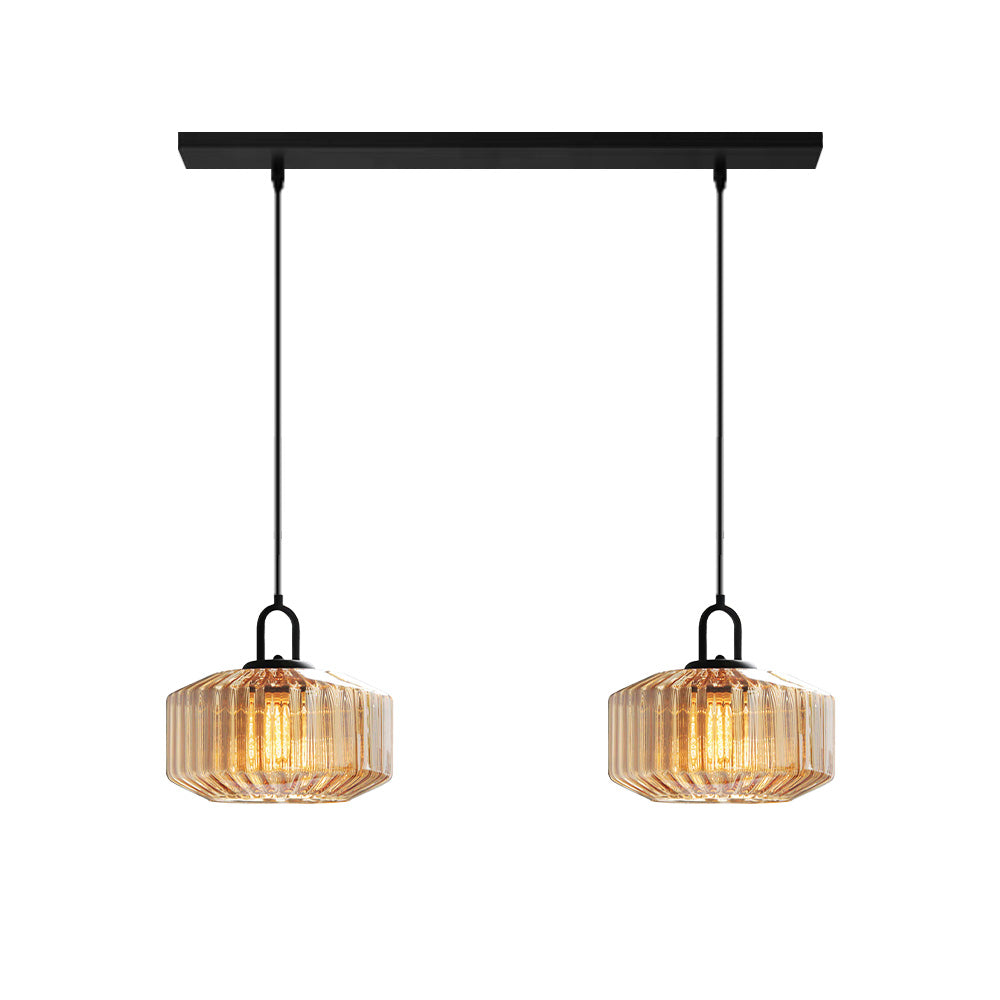 Minda - Mid Century Striped Glass Pendant Light