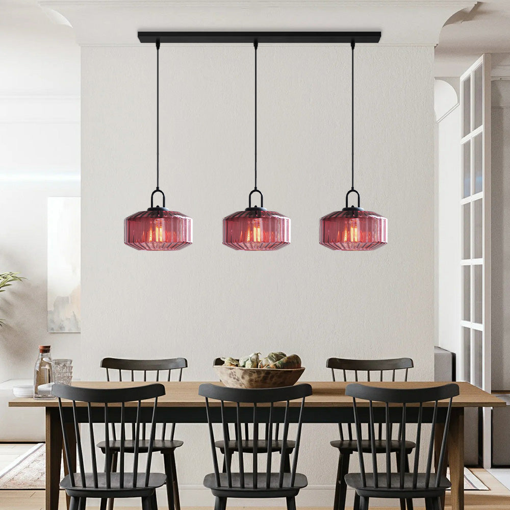 Minda - Mid Century Striped Glass Pendant Light