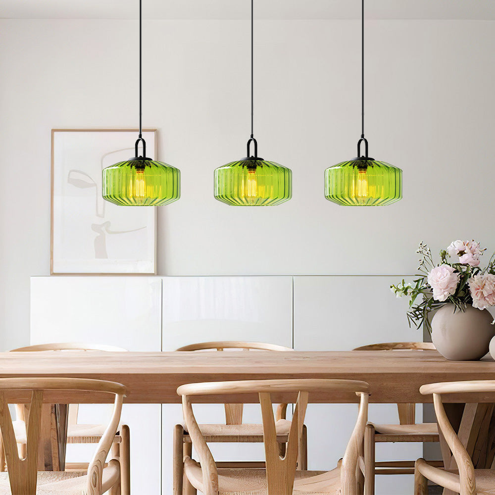 Minda - Mid Century Striped Glass Pendant Light