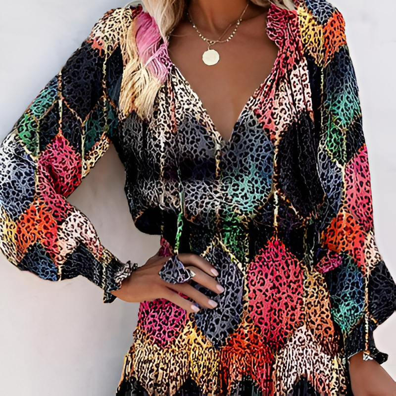 Imani - Bloemen Chiffon Minijurk