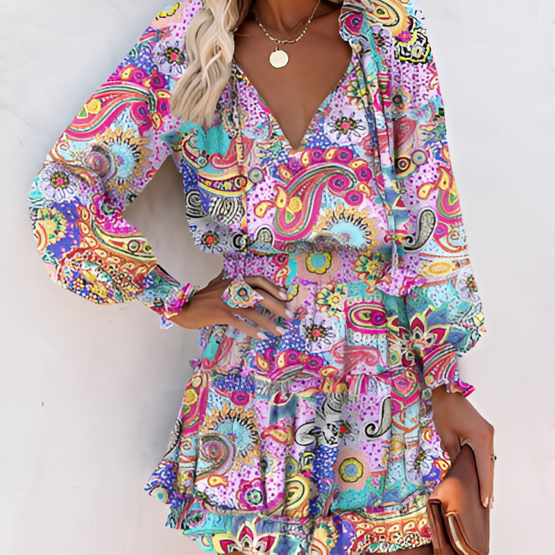Imani - Bloemen Chiffon Minijurk