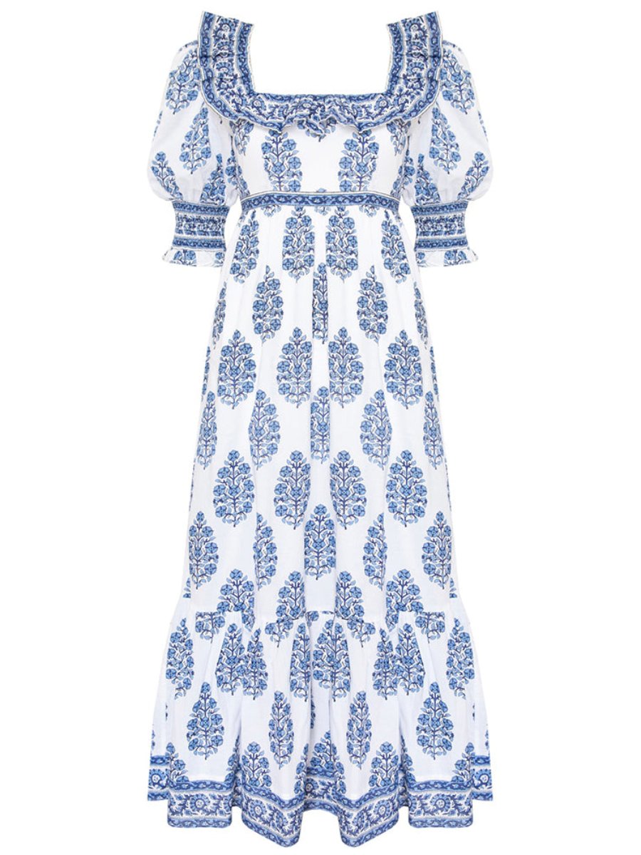 Balina - Blauw zomerjurkje met print