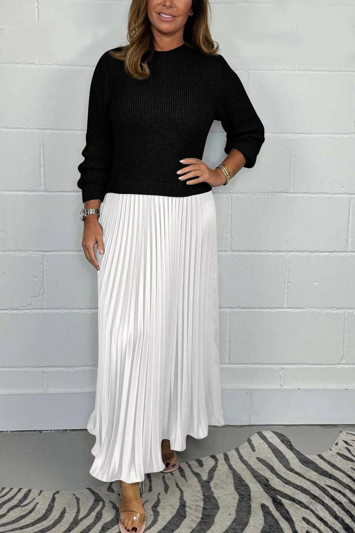 Eva | Long Sweater with Pleated Skirt