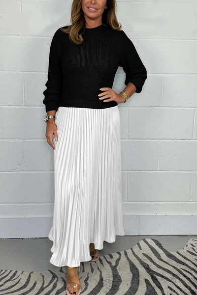 Eva | Long Sweater with Pleated Skirt