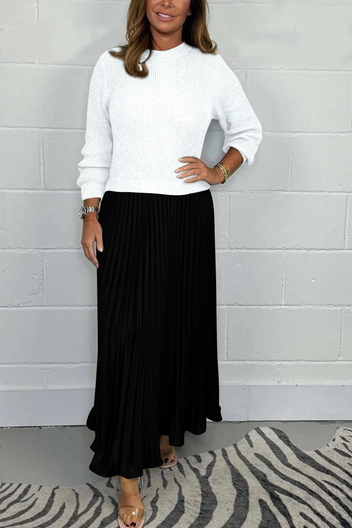 Eva | Long Sweater with Pleated Skirt