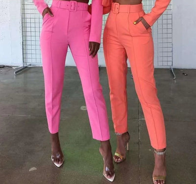 Emilia - Belted high-waisted trousers
