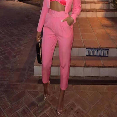 Emilia - Belted high-waisted trousers