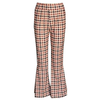 Liv - Vintage geruite broek met klokkende broekspijpen