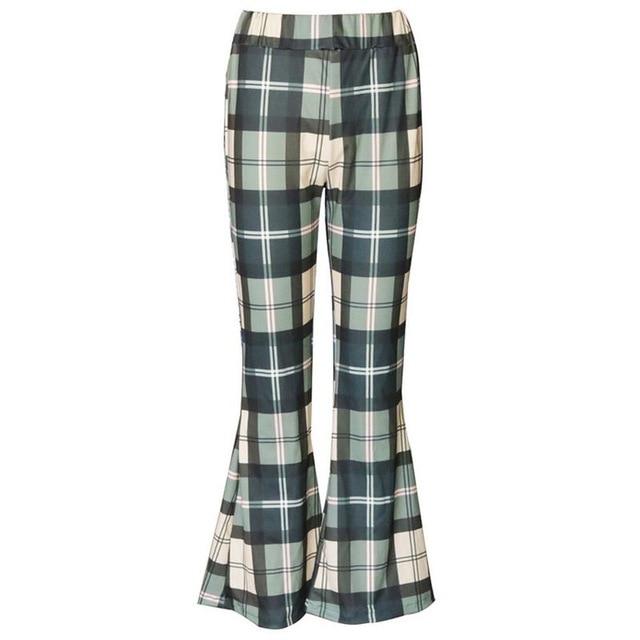 Liv - Vintage geruite broek met klokkende broekspijpen