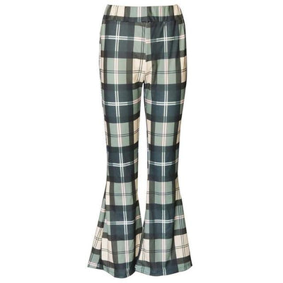 Liv - Vintage geruite broek met klokkende broekspijpen