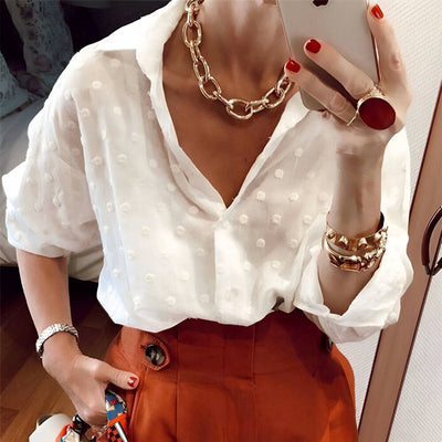 Coline - Elegante Blouse met Stippen