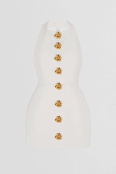 Rebecca - Rugloze Mini Halter Jurk