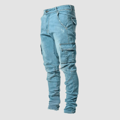 Rico – Denim Cargobroek met Slanke Pasvorm