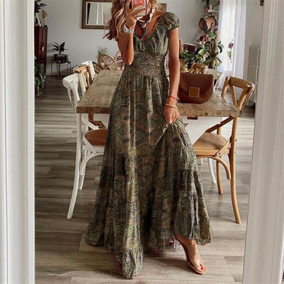 Desire - stijlvolle lange jurk met korte mouwen in bohemian stijl