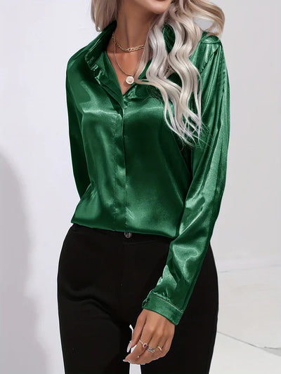 Saga - Chique Herfst Elegante Satijnen Blouse voor Dames