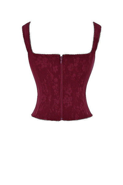 Germana - Merlot Lace-Up Corset Top