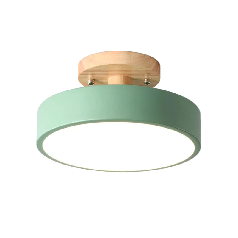 Aqiora – Modern Circular LED Ceiling Light Wood Base