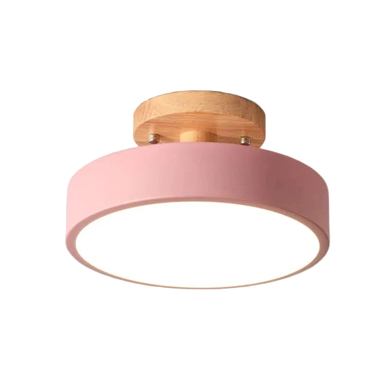 Aqiora – Modern Circular LED Ceiling Light Wood Base