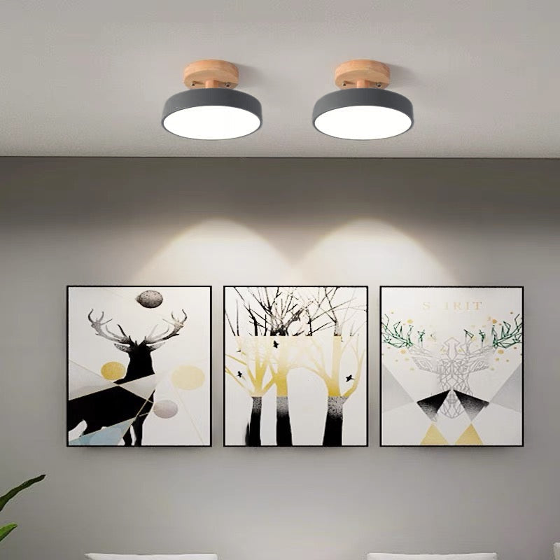 Aqiora – Modern Circular LED Ceiling Light Wood Base