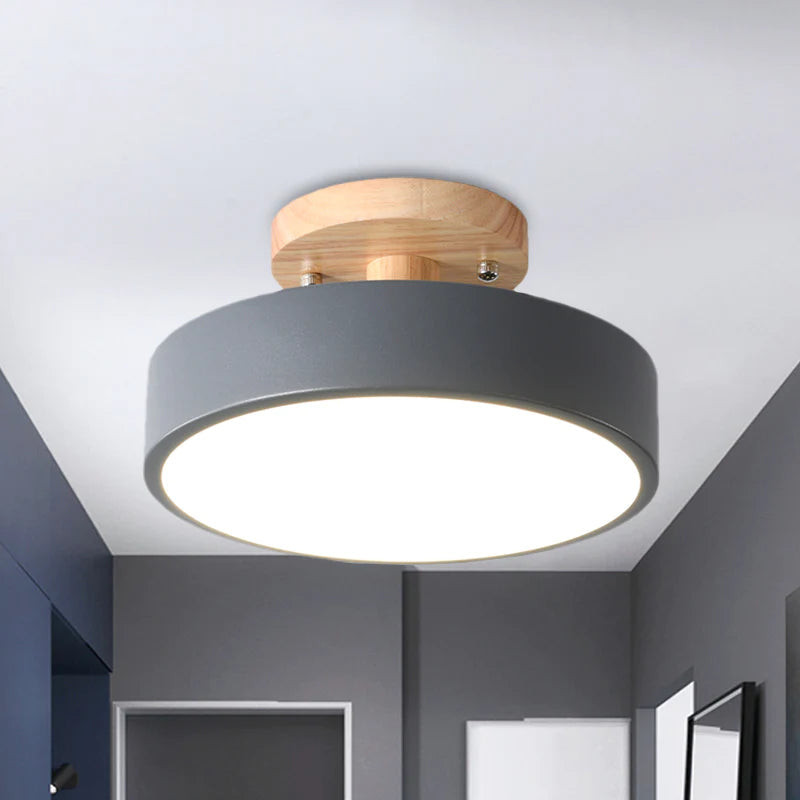 Aqiora – Modern Circular LED Ceiling Light Wood Base
