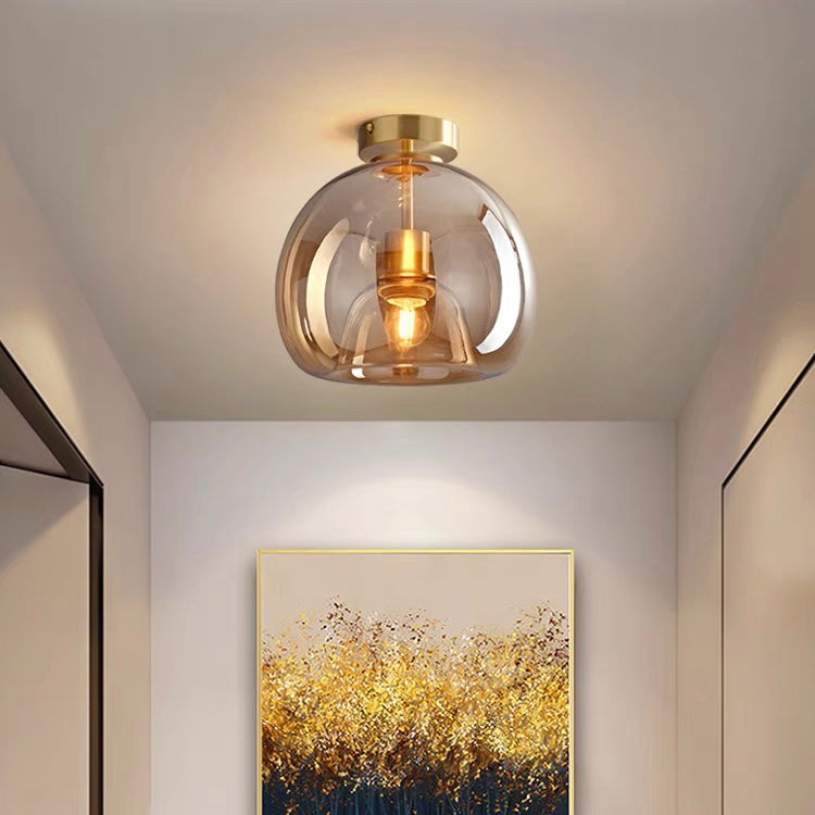 Meliora - Tinted Glass Bowl Semi Flush Ceiling Light