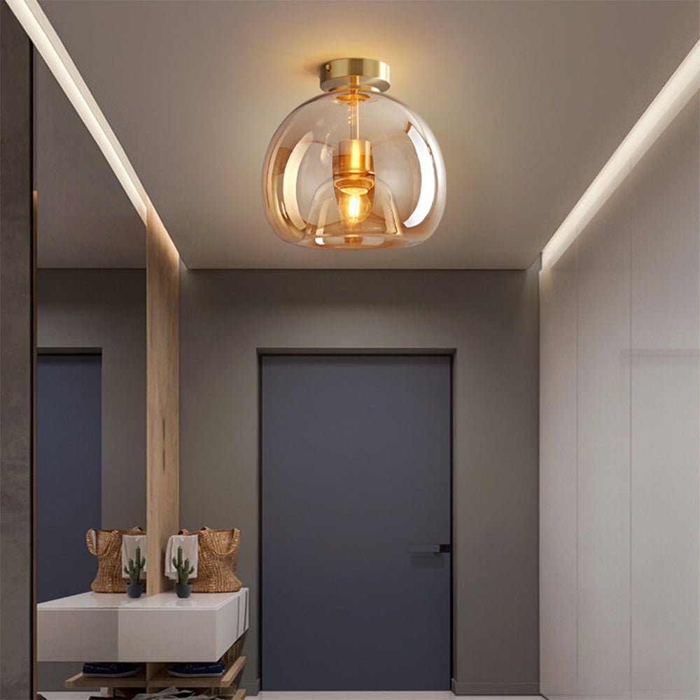 Meliora - Tinted Glass Bowl Semi Flush Ceiling Light