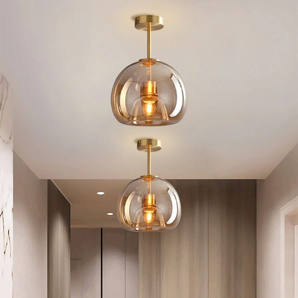 Meliora - Tinted Glass Bowl Semi Flush Ceiling Light