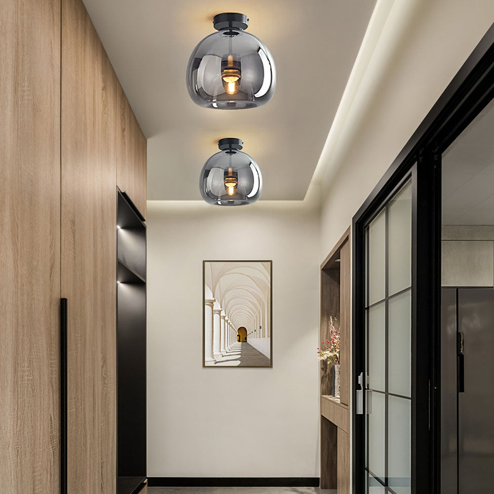 Meliora - Tinted Glass Bowl Semi Flush Ceiling Light