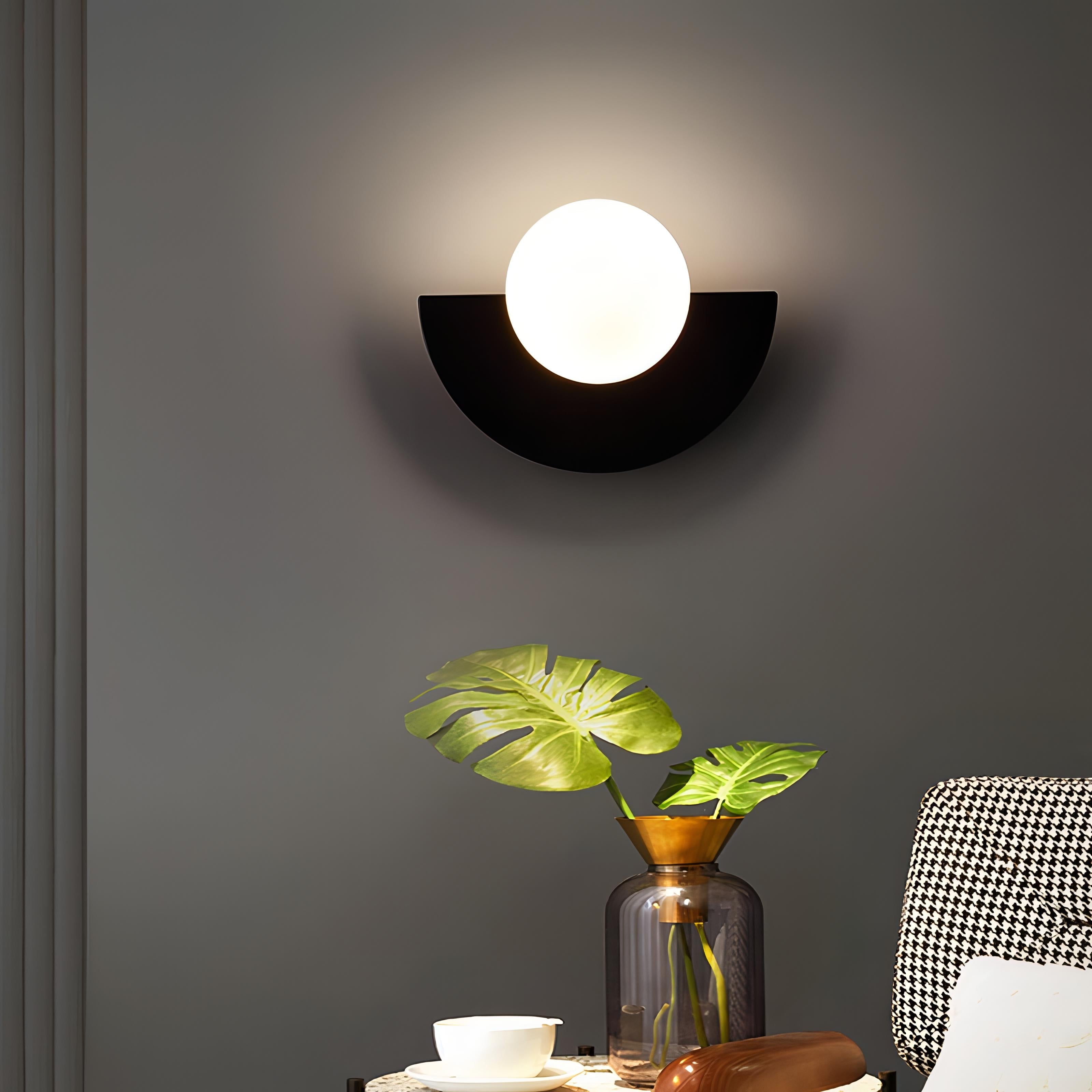 Naorena – Semicircle Wall Light With Round Shade