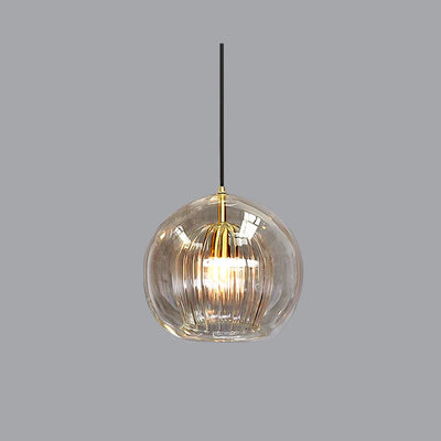 Hailie Modern Ball LED Pendant Lamp Metal Glass Clear Amber Bedroom Dining Room Living Room 