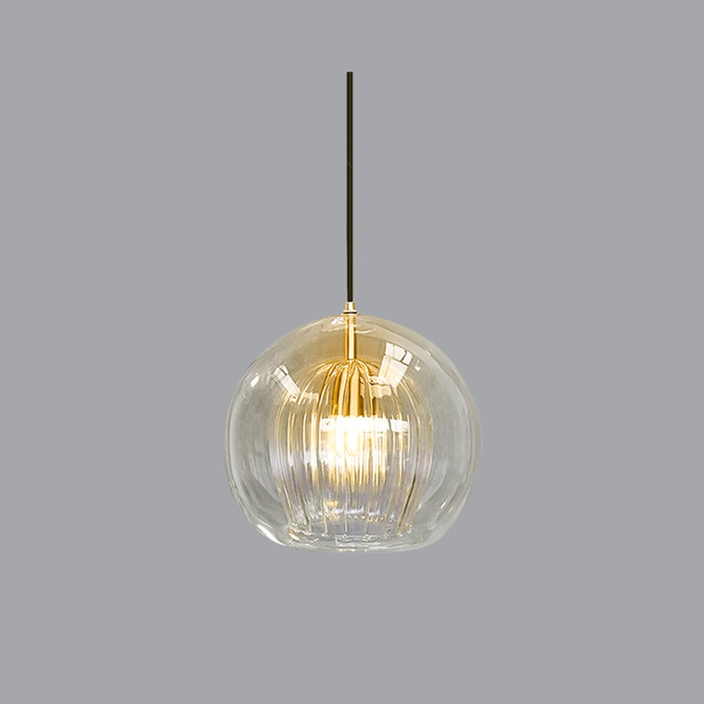 Hailie Modern Ball LED Pendant Lamp Metal Glass Clear Amber Bedroom Dining Room Living Room 