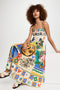 Else - Bedrukte midi-zonnejurk met hoge taille