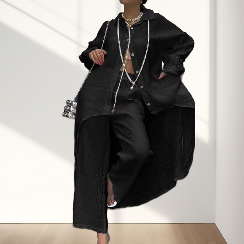 Trendy monochrome tweedelige outfit
