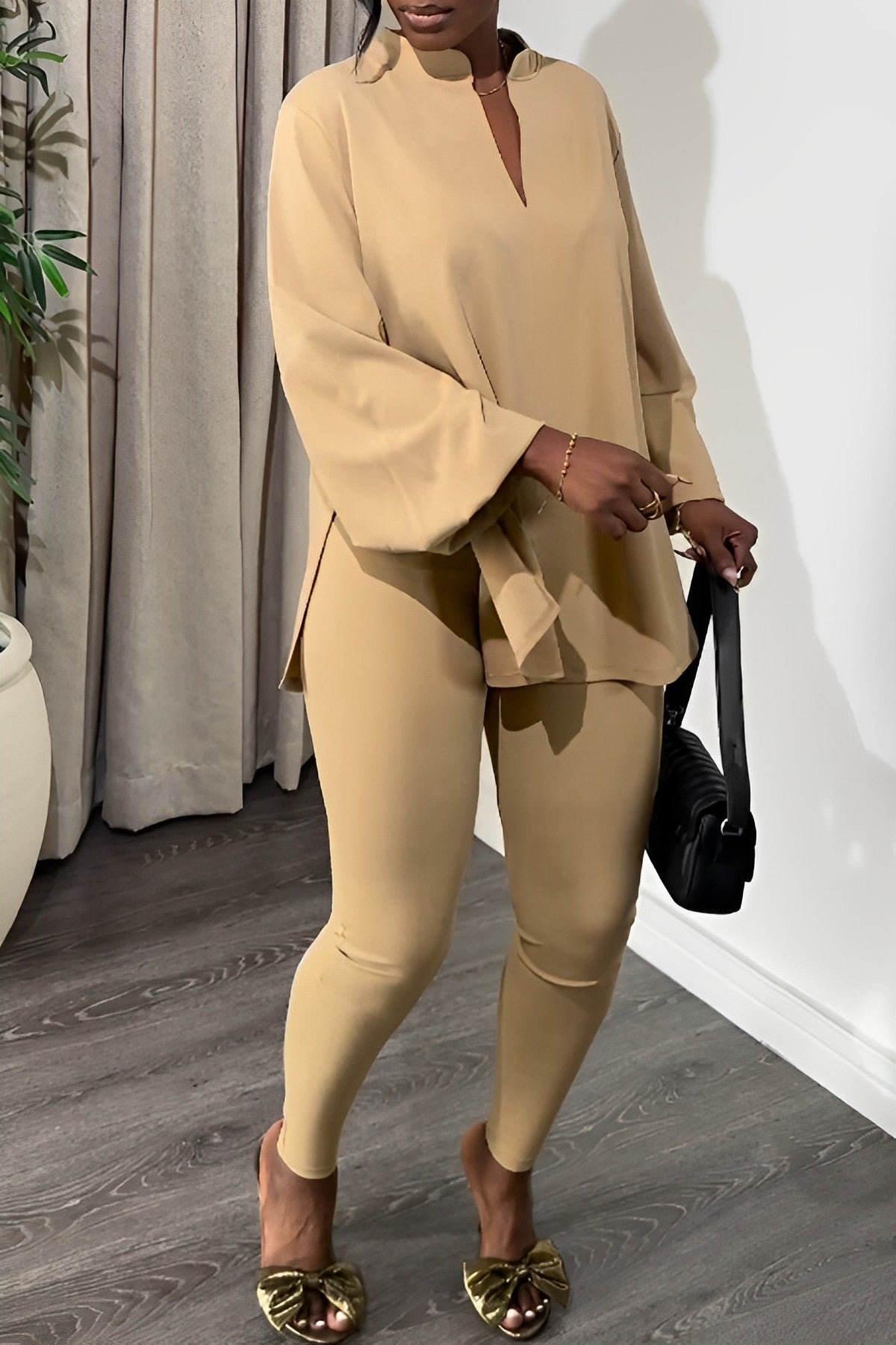 Miah - Elegante Effen Outfit Set voor Vrouwen
