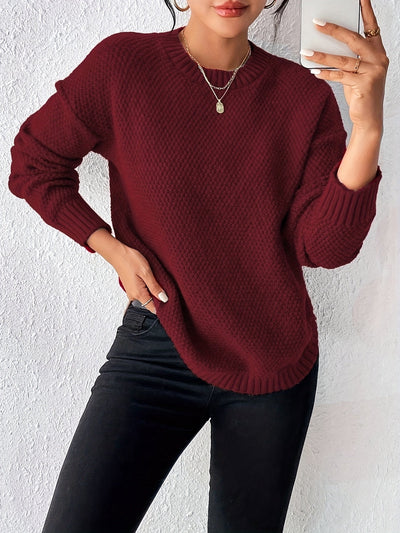 Jennie | Elegant Women's Sweater with Round Neck and Curved Hem