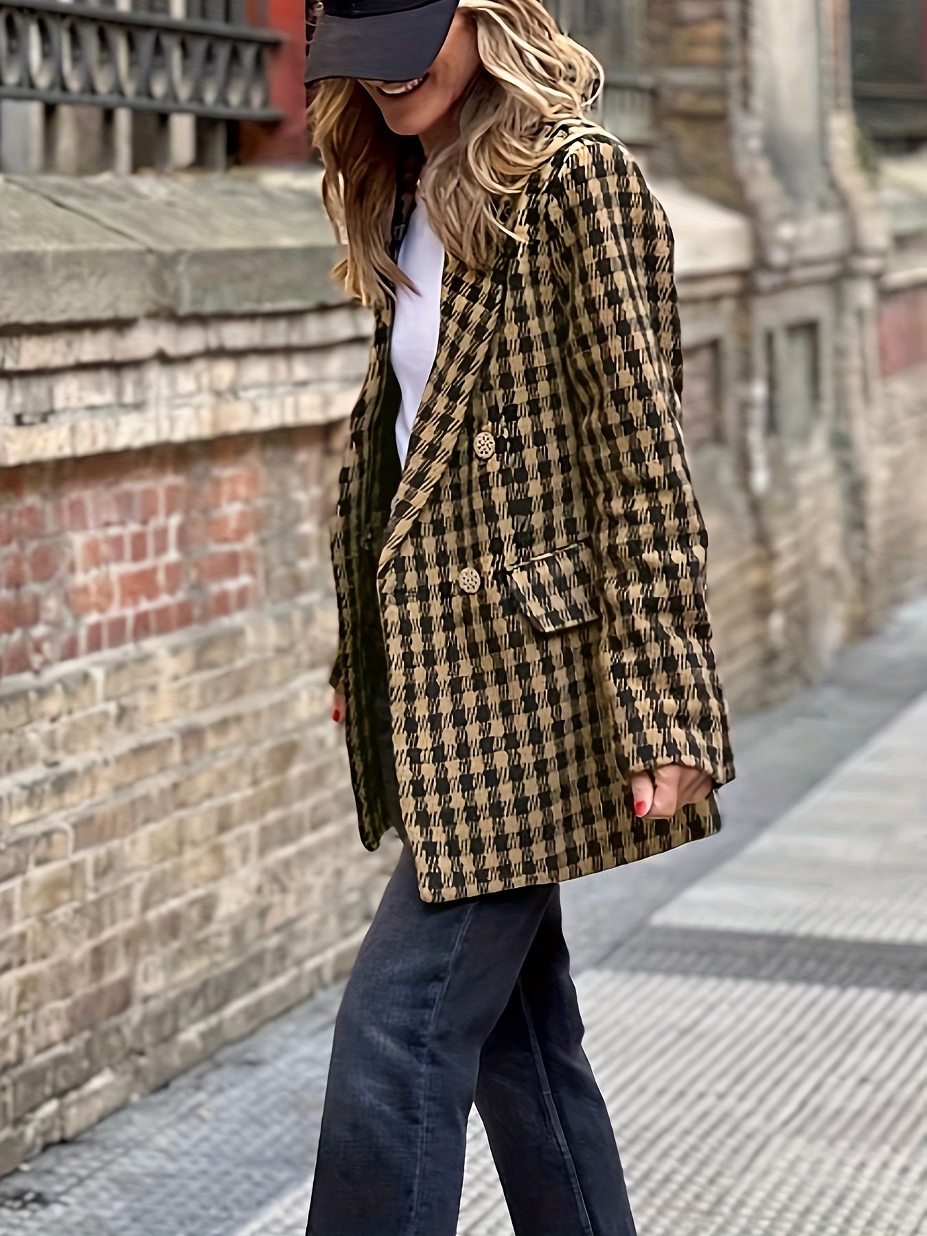 Farrah | Elegant Checked Blazer - Double-Knotted &amp; Timeless Design for Women