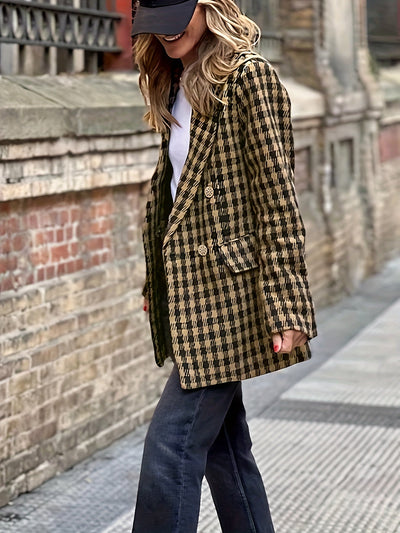 Farrah | Elegant Checked Blazer - Double-Knotted &amp; Timeless Design for Women