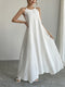 Danna | Elegante Maxi Jurk met Open Rug en Bloemenaccenten