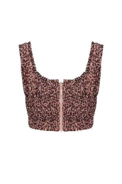Helvianne - Top with Animal Print and Ruffles