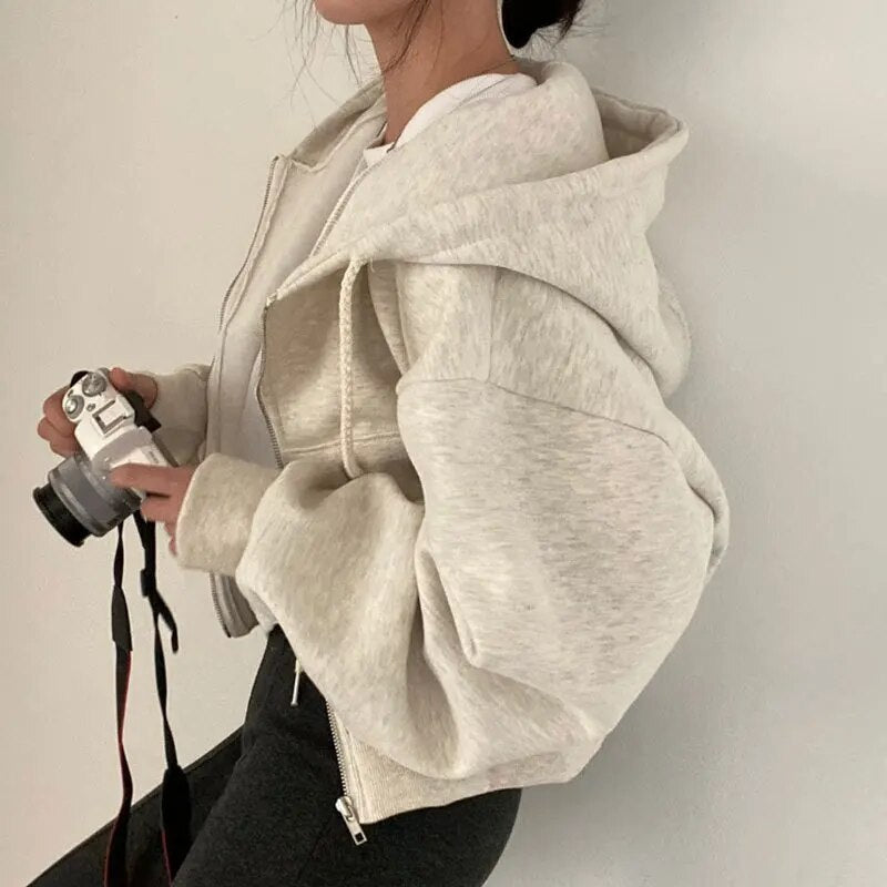 Julia | Oversized cropped hooded cardigan