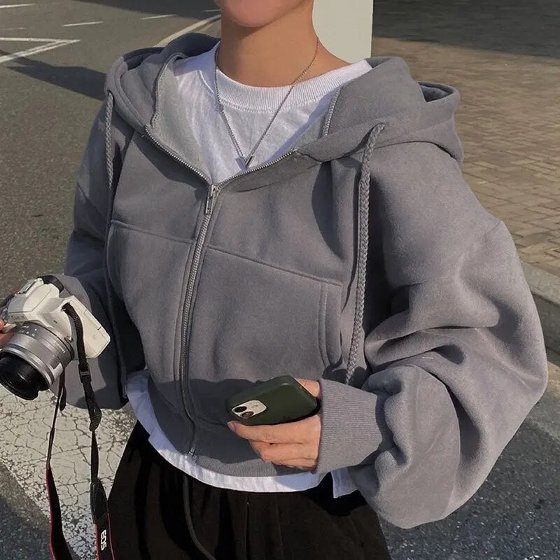 Julia | Oversized cropped hooded cardigan