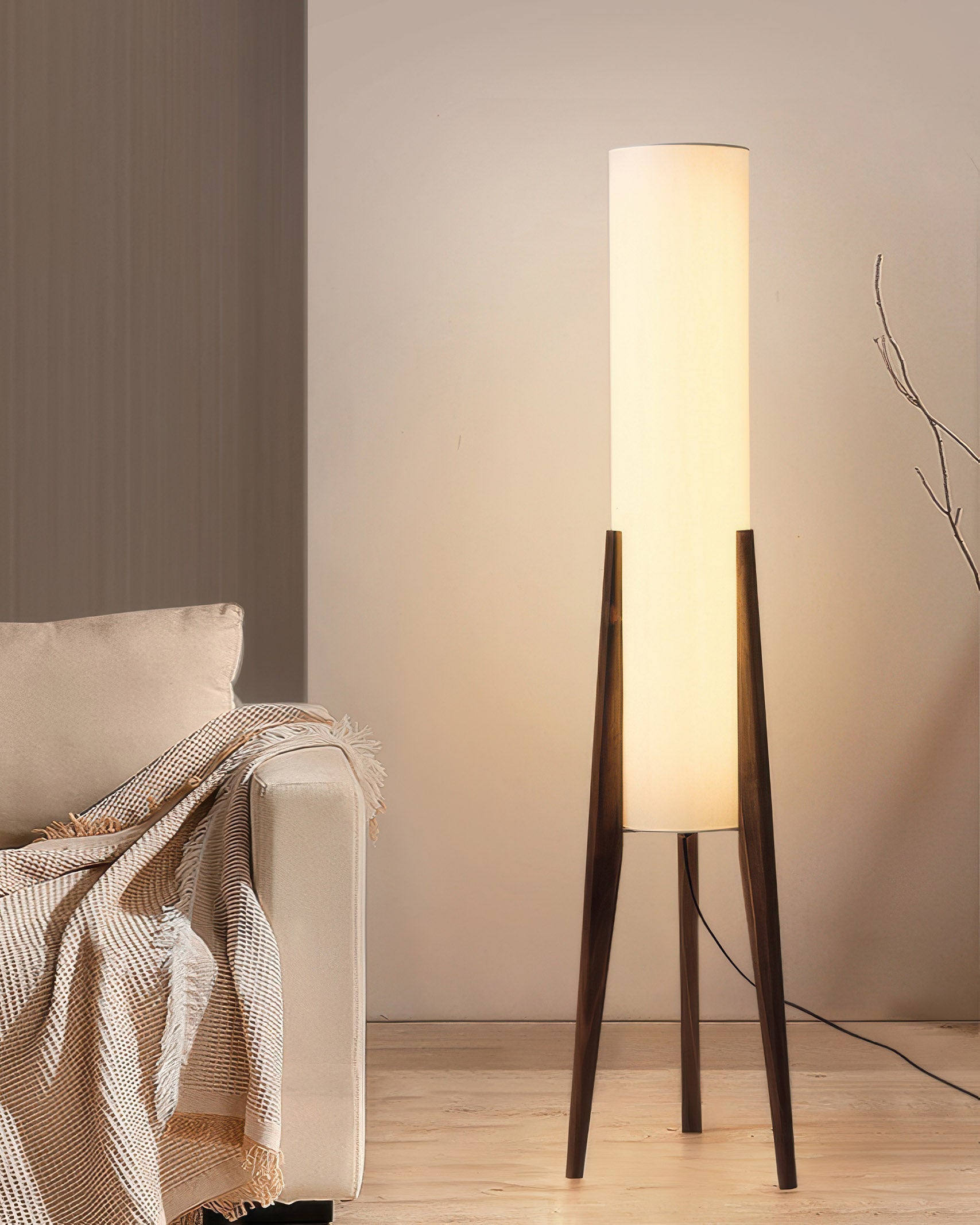 Orvane - Walnut Solid Wood Floor Lamp
