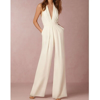 Jumpsuit Women – Sleeveless Palazzo Model with Deep Neckline