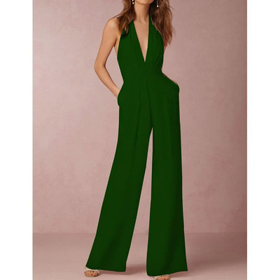 Jumpsuit Women – Sleeveless Palazzo Model with Deep Neckline