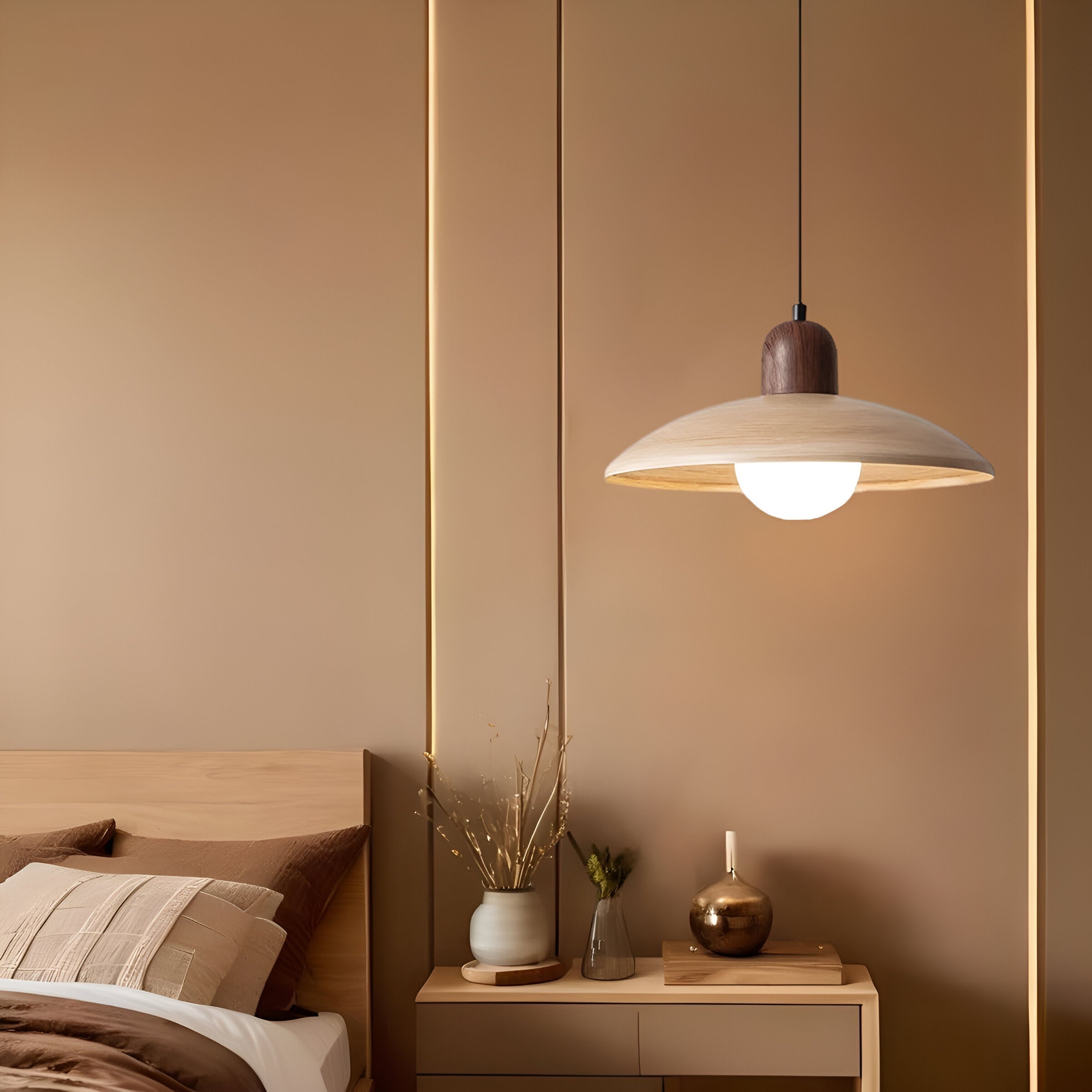 Browen - Wooden Dome Pendant Light