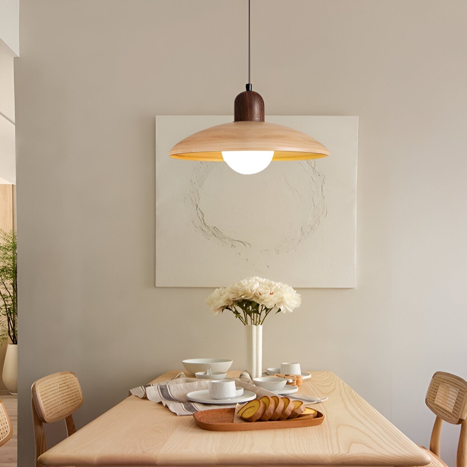 Browen - Wooden Dome Pendant Light