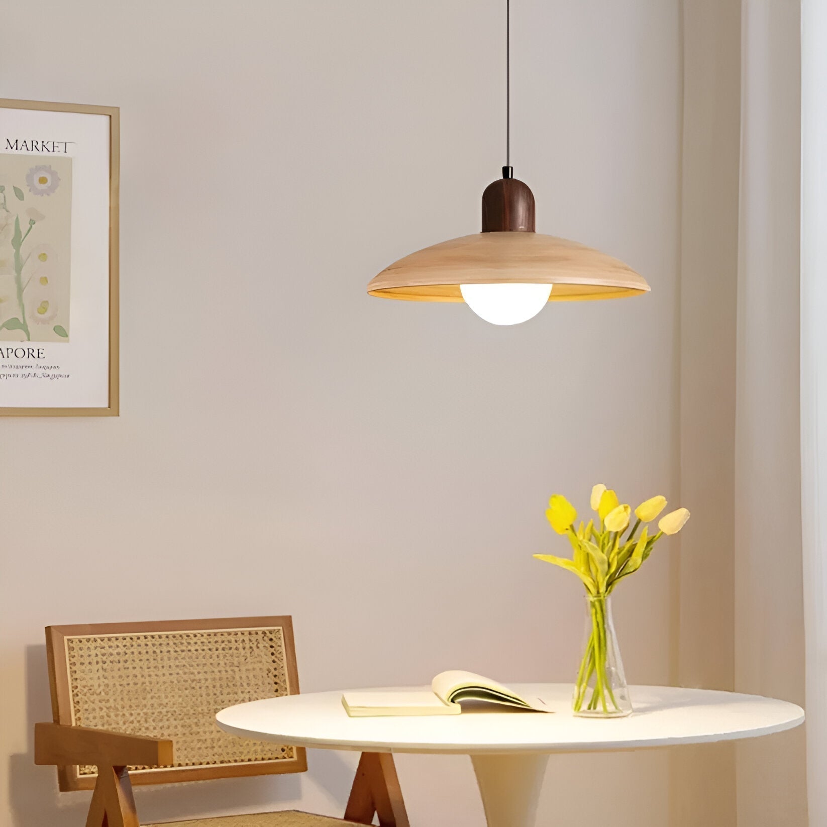 Browen - Wooden Dome Pendant Light