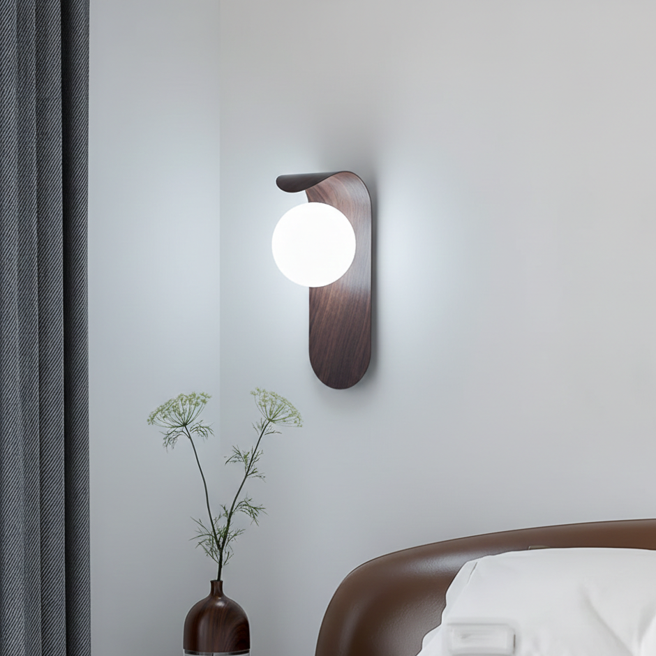 Naoren – Wood Effect Spherical LED Wall Light