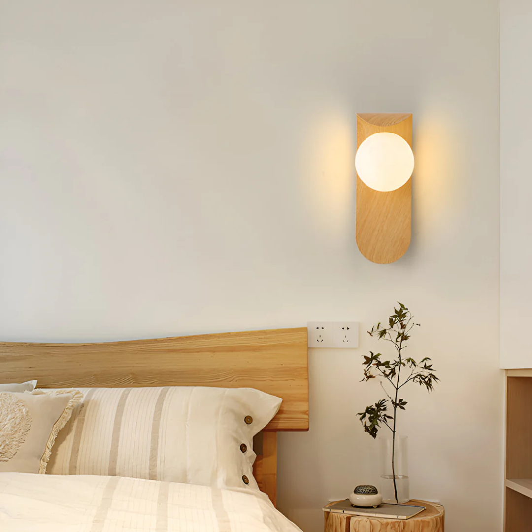Naoren – Wood Effect Spherical LED Wall Light