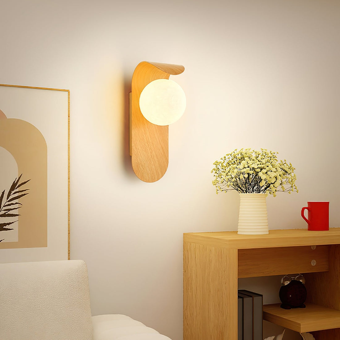 Naoren – Wood Effect Spherical LED Wall Light